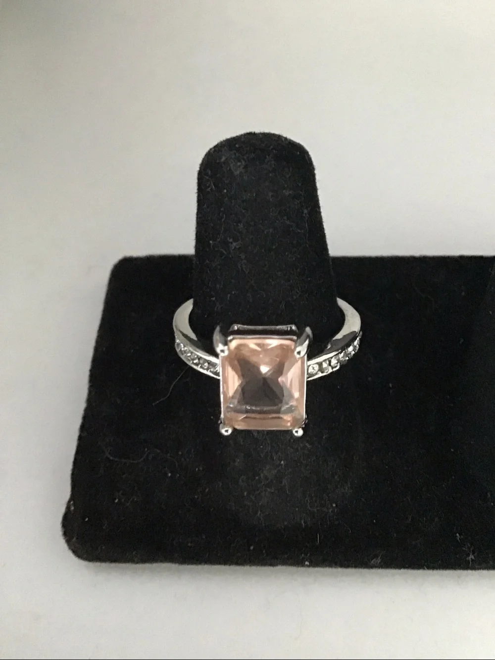 Glamorous Cushion/Emerald Cut Crystal Cocktail Ring
